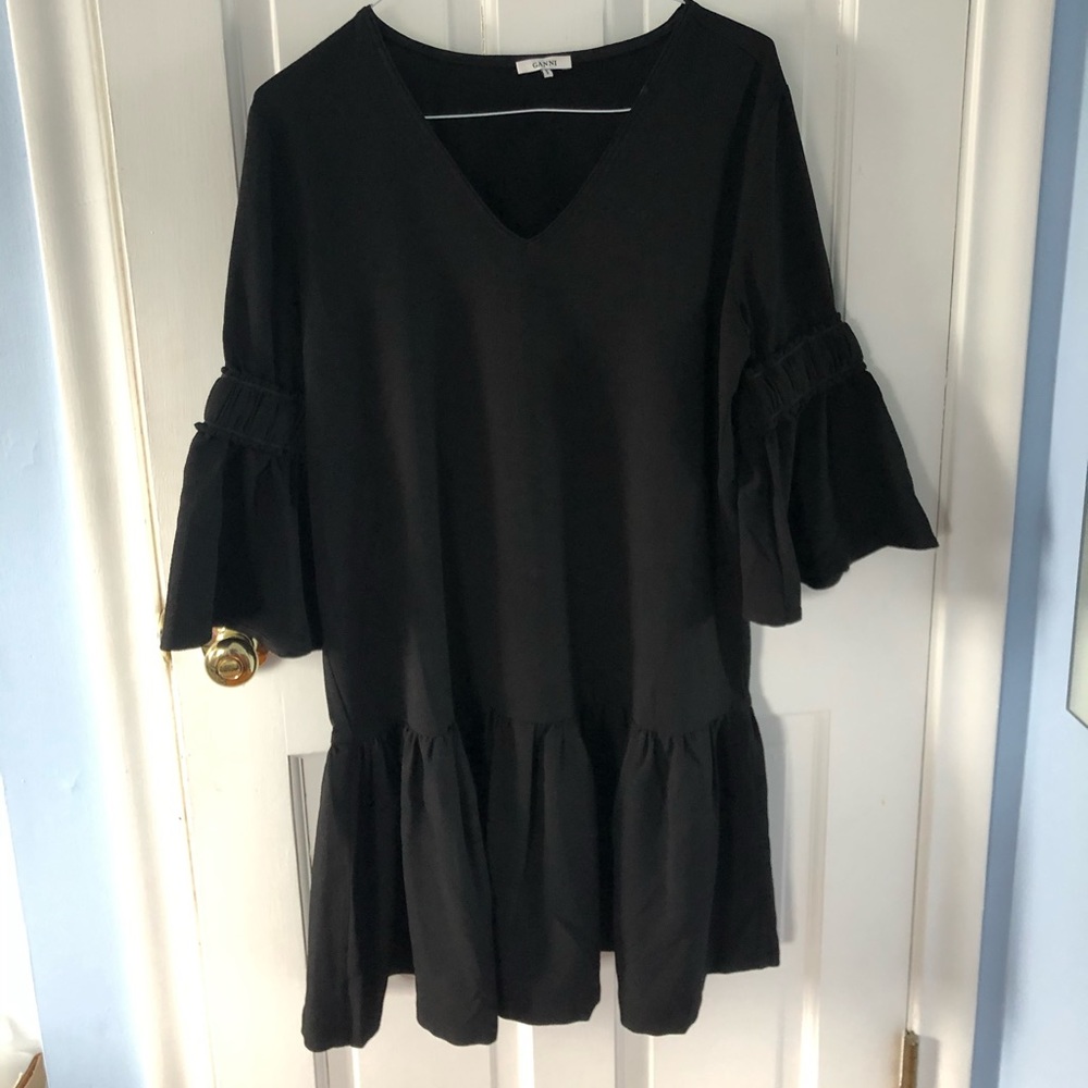 GANNI black midi dress size 42
